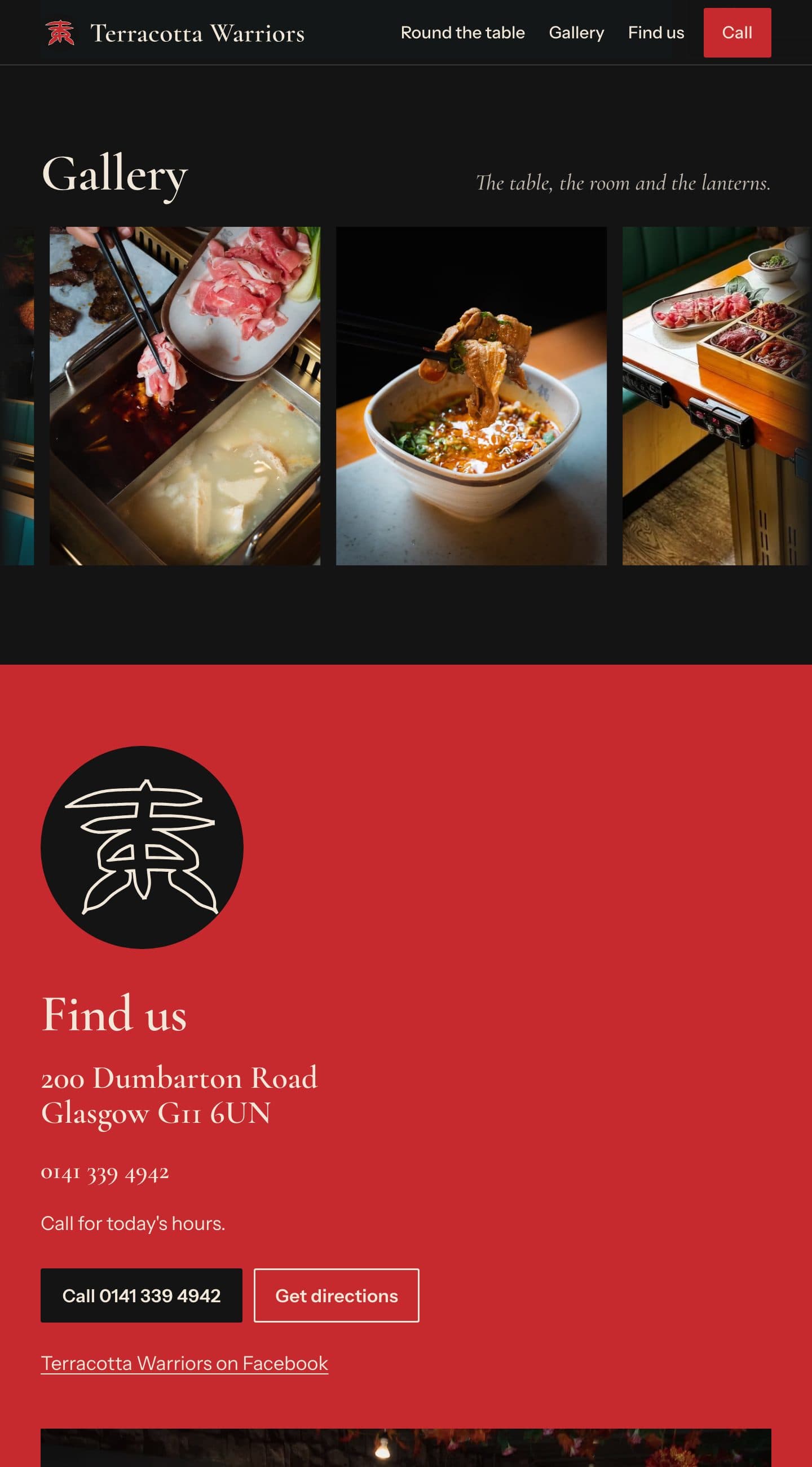 Terracotta Warriors gallery strip of the restaurant’s own food photographs